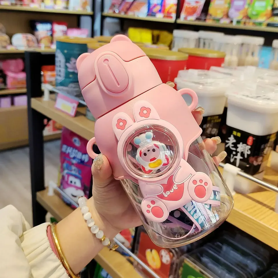 

600 мл мультяшная Детская летняя бутылка для воды Kawaii соломенная бутылка для мальчиков и девочек чашка для питьевой воды портативная бутылка для воды