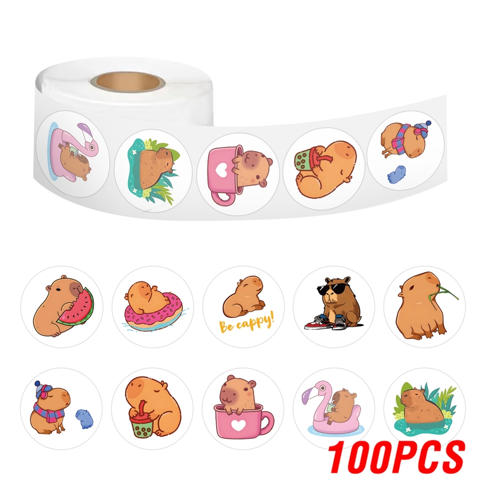 

Набор наклеек с капибарами 100-500 шт