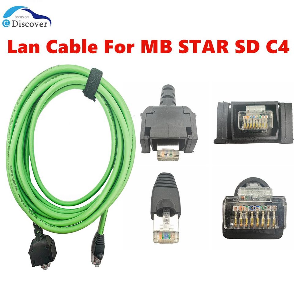 

Кабель Lan для SD-соединения C4, диагностический сетевой кабель для подключения грузовика, диагностический инструмент C4, сетевой кабель для Mercedes-Benz
