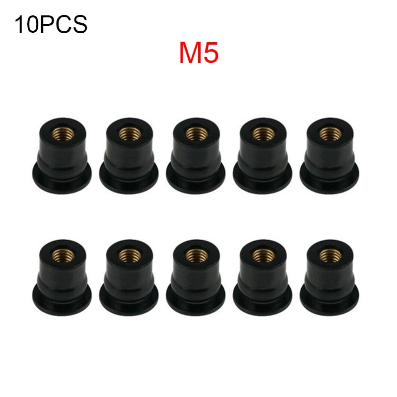 

10 шт. M4 / M5 / M6 аксессуары для резиновых скважин мотоцикла крепежные элементы украшение Мотоцикла модифицированное лобовое стекло латунная резиновая гайка