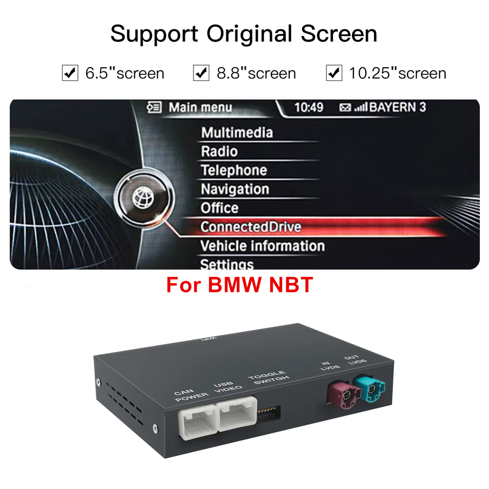 

Беспроводной CarPlay Android Auto для BMW NBT CIC 1 2 3 4 5 серии X1 X3 X4 X5 F20 F21 F30 F31 F34 F10 F48 F25 F26 F15 F60 F10 E84