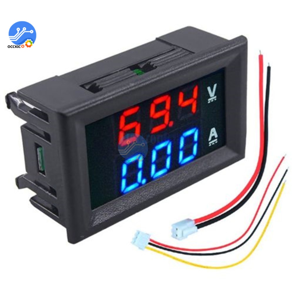 

Цифровой вольтметр-амперметр occkic Red and Blue LED 100В 10А