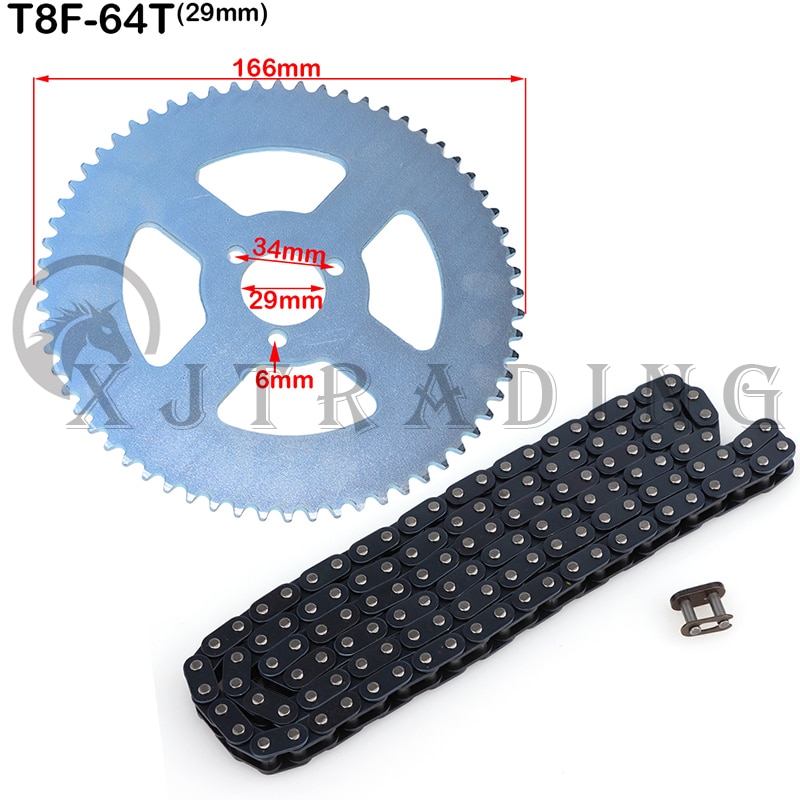 

T8F 136 звенья цепи 64T 29 мм 35 мм Задняя звездочка для 43cc 49cc Minimoto мопед скутеры 2-тактный двигатель карманный велосипед мини квадроцикл