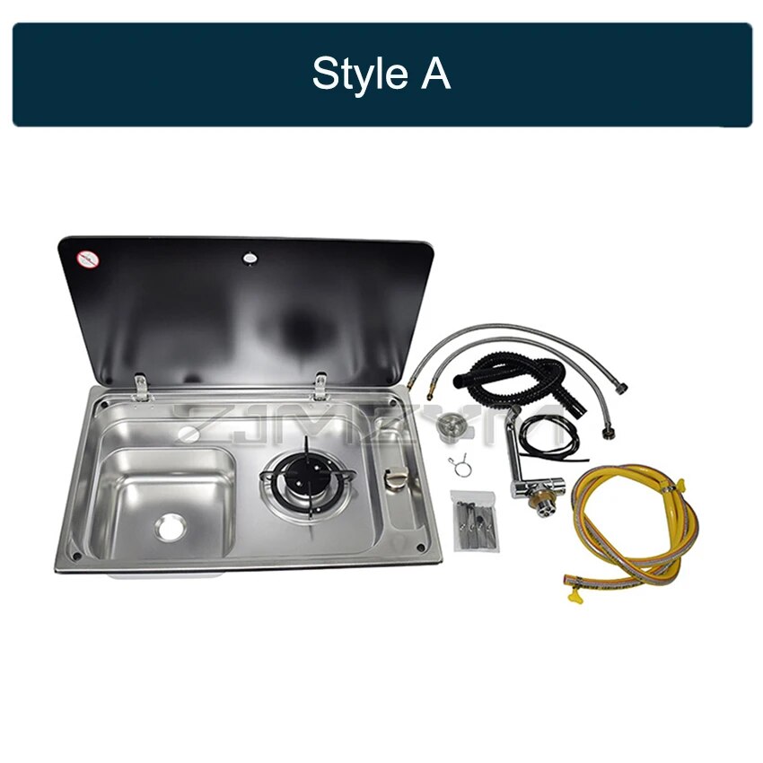 

Складная газовая плита с раковиной из нержавеющей стали