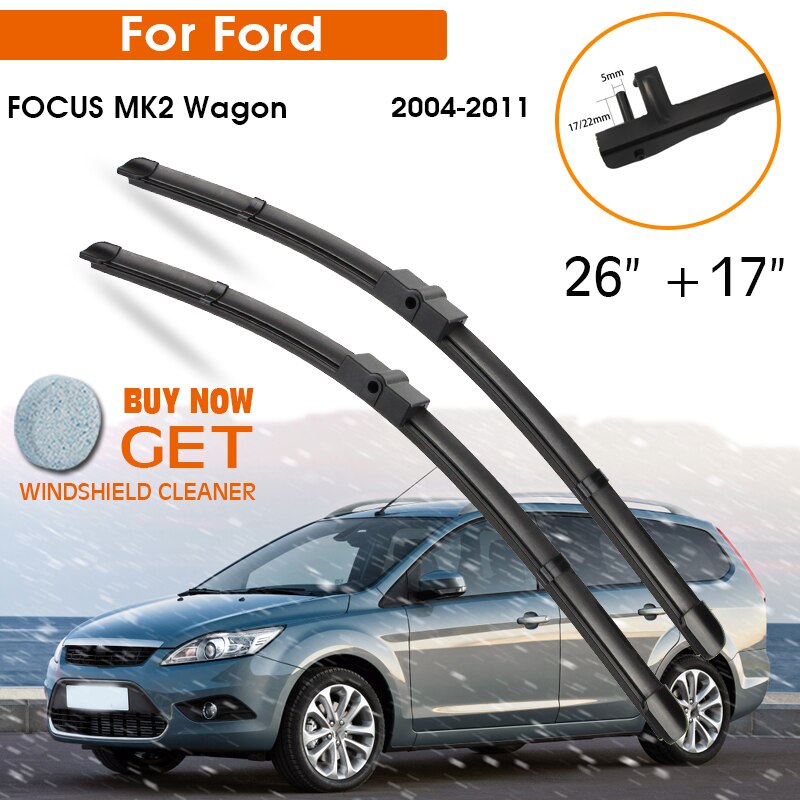 

Стеклоочиститель для автомобилей Ford FOCUS MK2 универсал, 2004-2011, 26 дюймов + 17 дюймов, резиновый, силиконовый, RHD