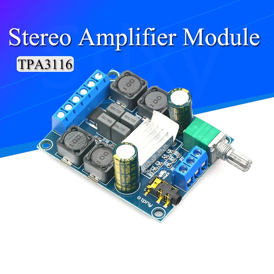 

Stlxy Высокоэффективный двухканальный модуль усилителя TPA3116 D2 50Wx2 DC 4,5-27 В 2-канальный стереоусилитель цифровой мощности