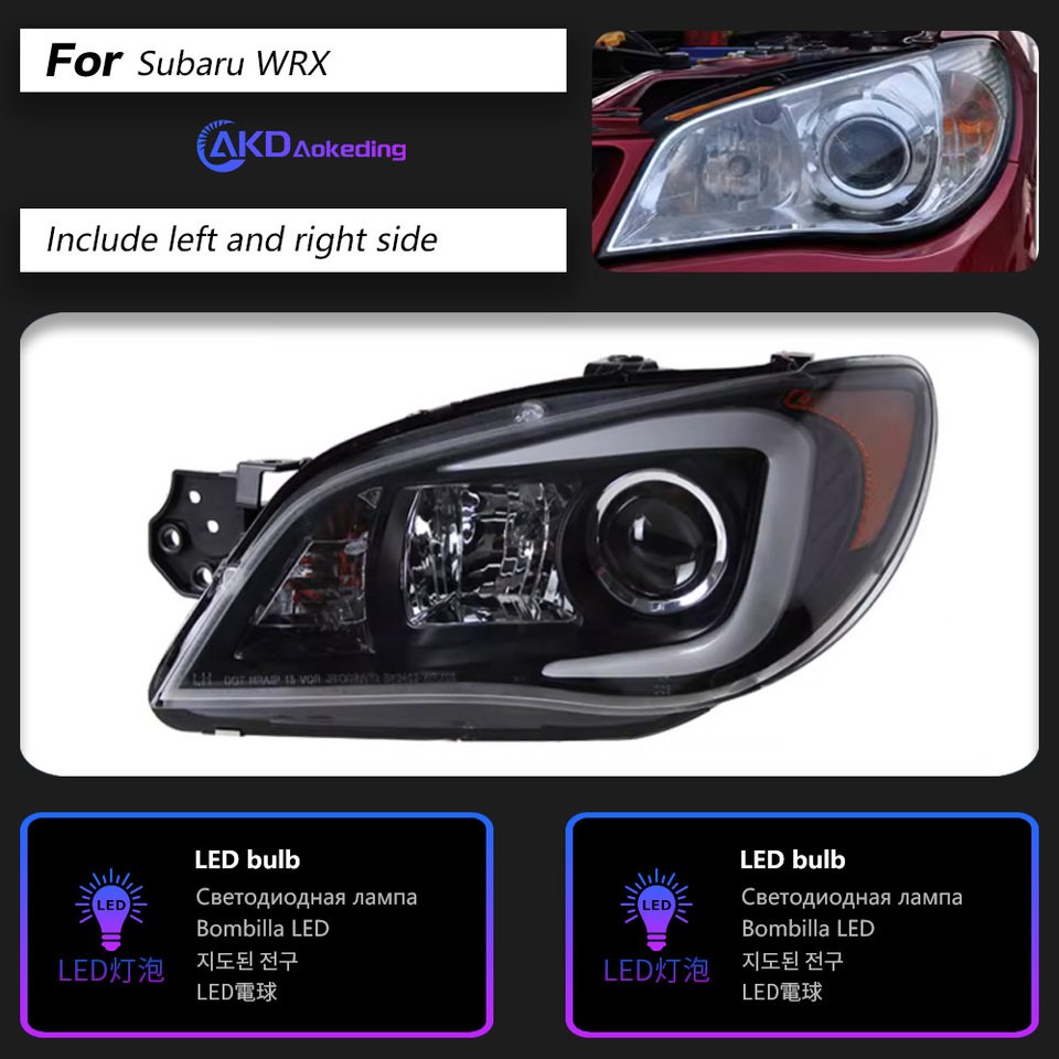 

Фара AKD для Subaru WRX светодиодный, фары 2005-2012, фары для Impreza DRL, сигнал поворота, фара дальнего света, линза проектора Angel Eye