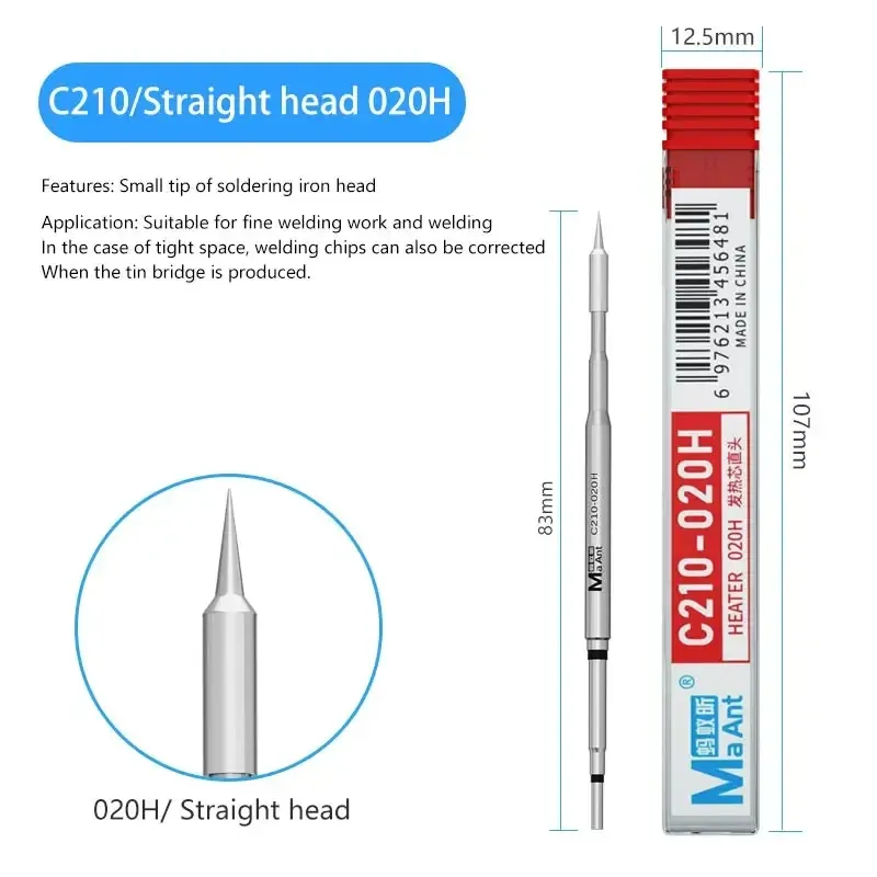 

MaAnt C210-002/018/020H Паяльные жала Универсальная паяльная станция T210, совместимая с ручкой JBC SUGUN GVM, железное жало, нагревательный сердечник