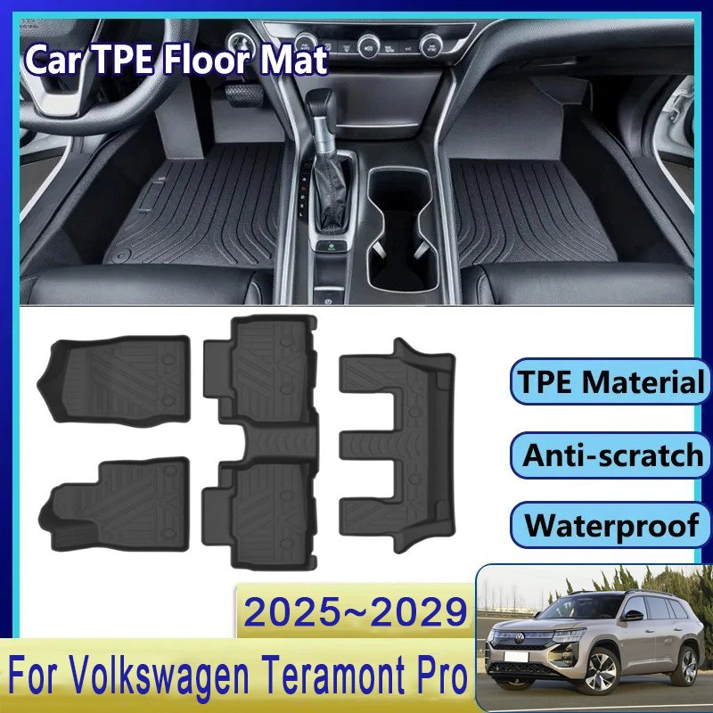 

Автомобильные коврики для Volkswagen VW Teramont Pro 2025 ~ 2029, водонепроницаемая накладка для ног, левая рука, автоаксессуары для водителя 2026 2027