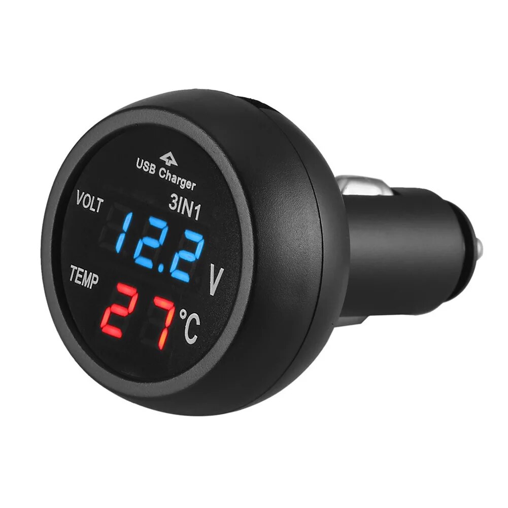 

3 в 1, Автомобильный цифровой вольтметр с USB-портом