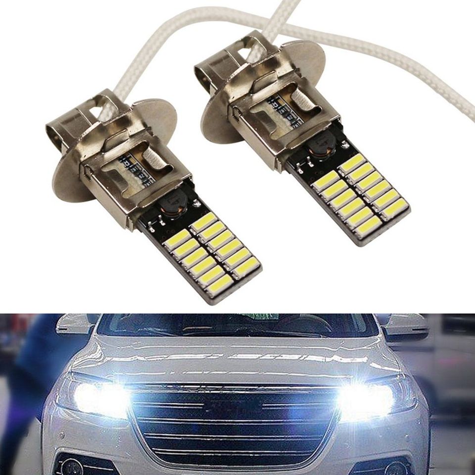 

2 шт., H3 6500K 24-SMD 4014, супер яркая автомобильная лампа для дневных ходовых огней, белая Автомобильная противотуманная лампа для головных фонарей