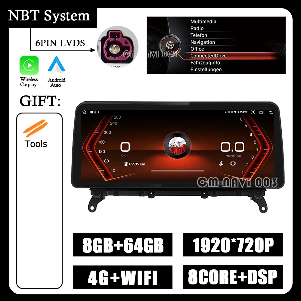 

Для BMW X3 F25 X4 F26 2011 - 2017 система CIC NBT Android 14 авто мультимедийный плеер Carplay радио GPS навигация 12,3 x P''
