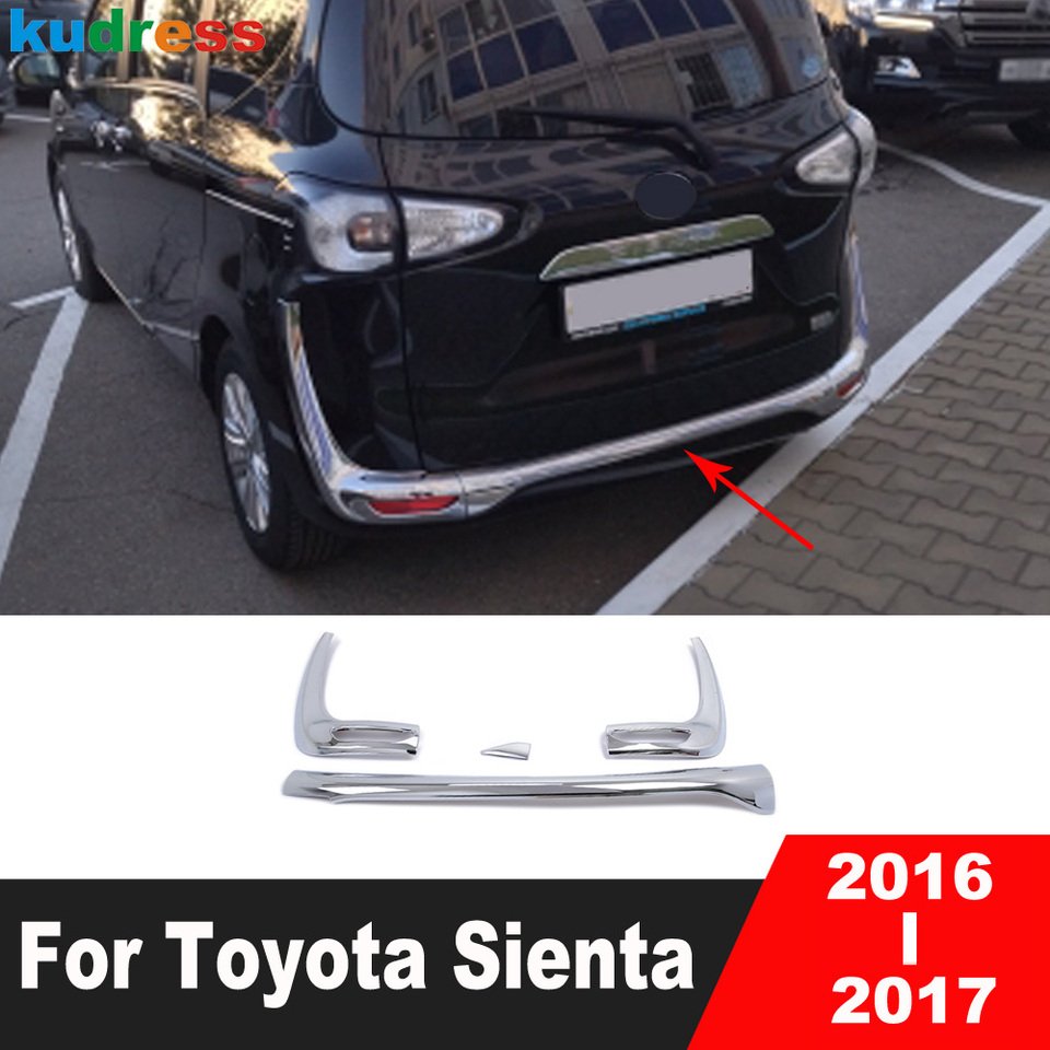 

Для Toyota Sienta 2016 2017 2nd Ge XP170 Хромированная крышка заднего нижнего бампера, накладка на заднюю противотуманную фару, лицевая панель, автомобильные аксессуары