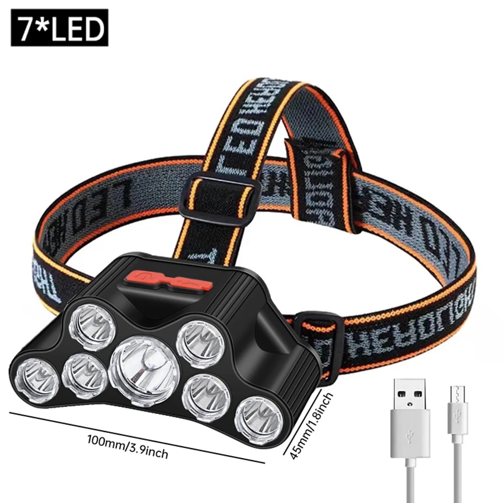 

USB Перезаряжаемый Светодиодный Налобный Фонарь, Супер Яркий, 5 Режимов, Мощный Свет