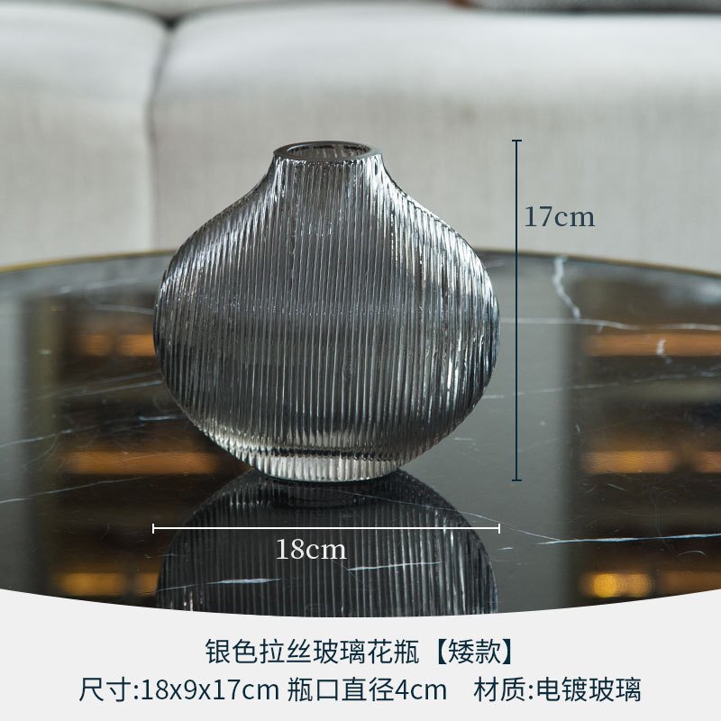 

Серебряная ваза из матового стекла