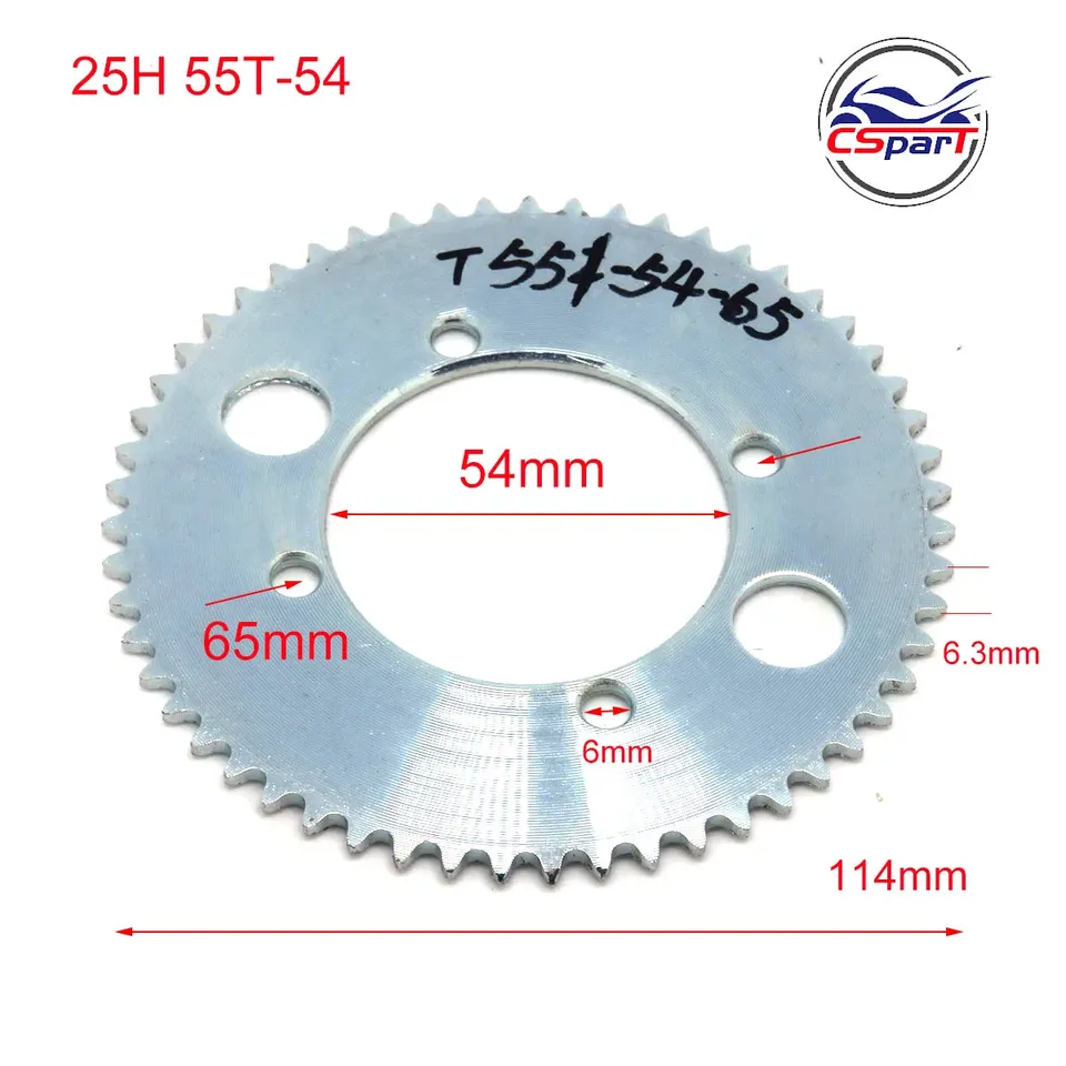 

25H 55 65 80 89 Зуб 55T 65T 80T 89T 54 мм Задняя звездочка для бритвы EVO X-Treme IZIP E Газовый скутер Mini Moto