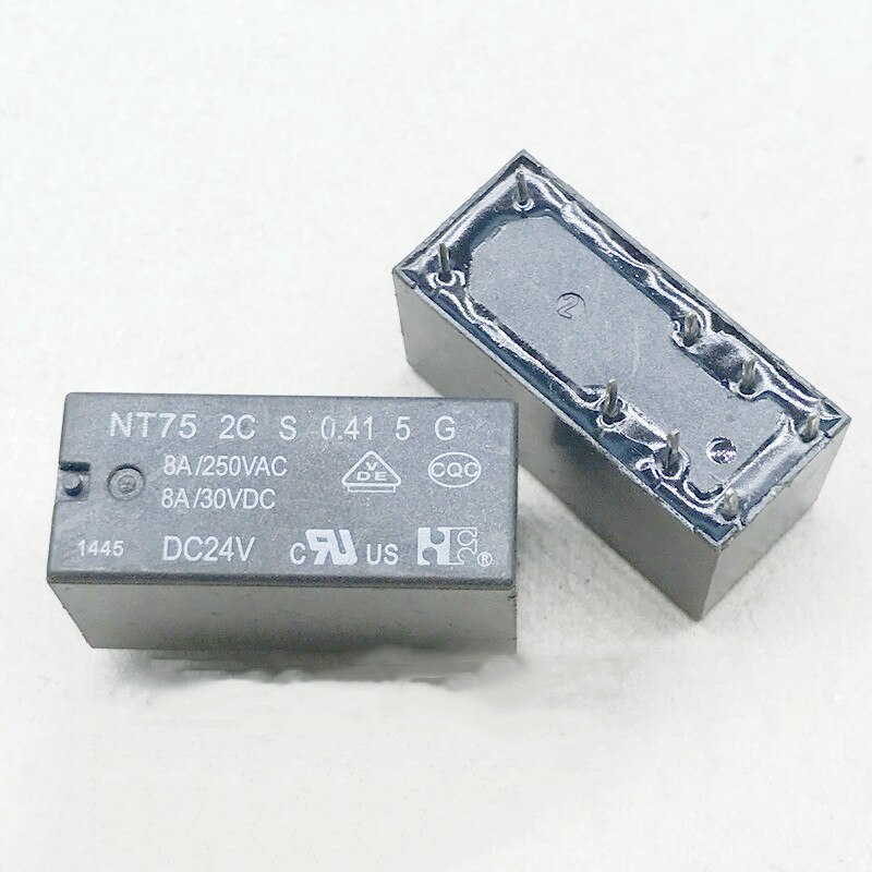 

10 шт./лот 100% оригинальное новое реле NT75 2C S 0,41 5 12VDC 24VDC NT752CS0.415 NT75-2C-S-0.41-5 DC24V 8PIN 8A
