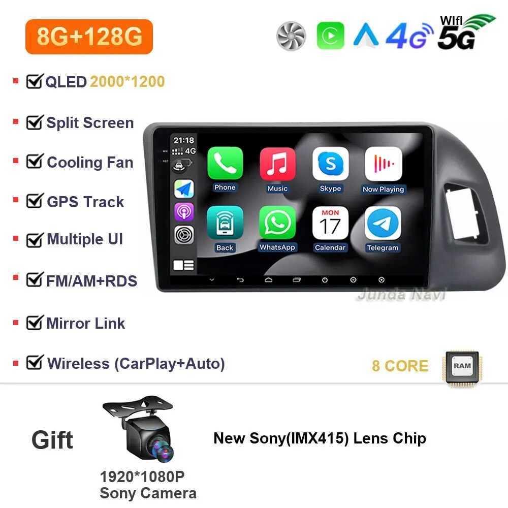 

9-дюймовый Android 14 Auto Carplay для Audi Q5 8R 2008-2017 автомобильное видео мультимедийное радио стерео навигация GPS 4G BT WIFI сенсорный экран