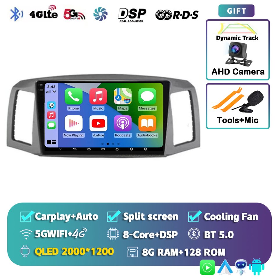 

Android 14 для Jeep Grand cherokee 2004 2005 2006 2007 Автомобильный радиоприемник GPS Мультимедийный плеер DSP Carplay + Автоматический 8-ядерный Android Стерео