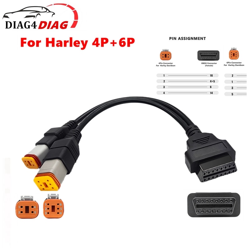 

OBD2 разъем мотоциклетный кабель удлинитель для мотоцикла OBDII неисправность для Harley 4Pin 6Pin 2 в 1 диагностический адаптер