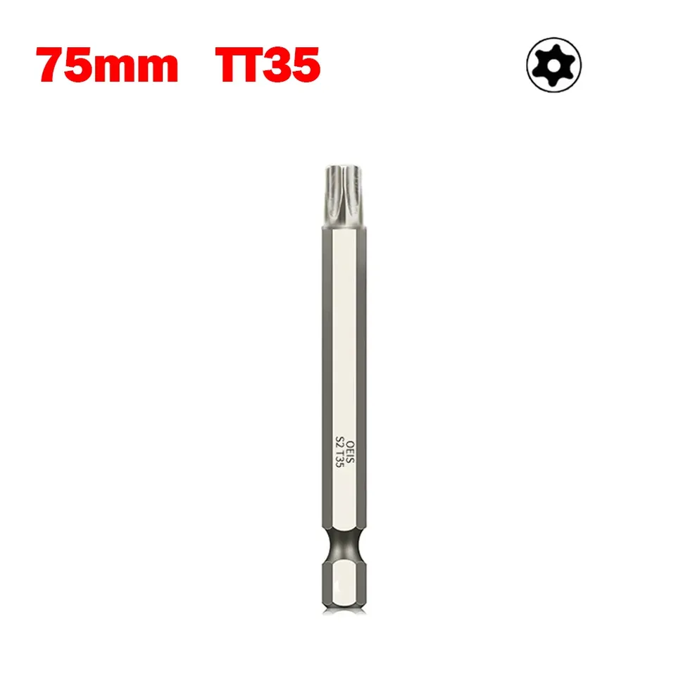 

75 мм полая отвертка Torx, 1/4 дюйма, шестигранный хвостовик, отвертка с магнитной головкой Torx6T7 T8 T9 T10 T15 T20 T25 T27 T30 T35