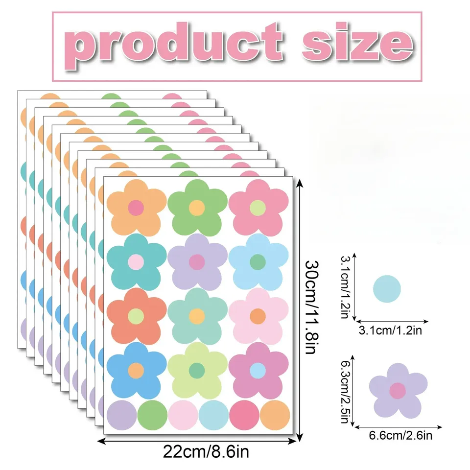 

1pc Daisy Flower Wall Sticker Bohemian Style Refrigerator Glass Children's Room Kindergarten Ring Decoration Wall DIY Decoration