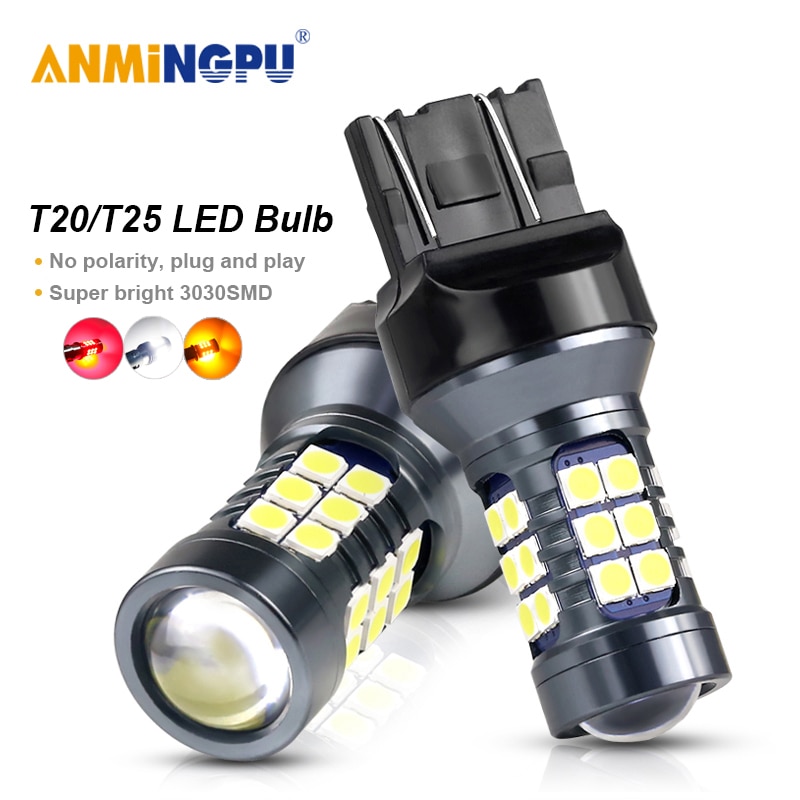 

ANMINGPU 2x Сигнальная лампа T20 Led 7443 W21/5W W21W 7440 Led Canbus 3030SMD T25 3157 P27/7W Led 3156 P27W Парковочные огни заднего хода
