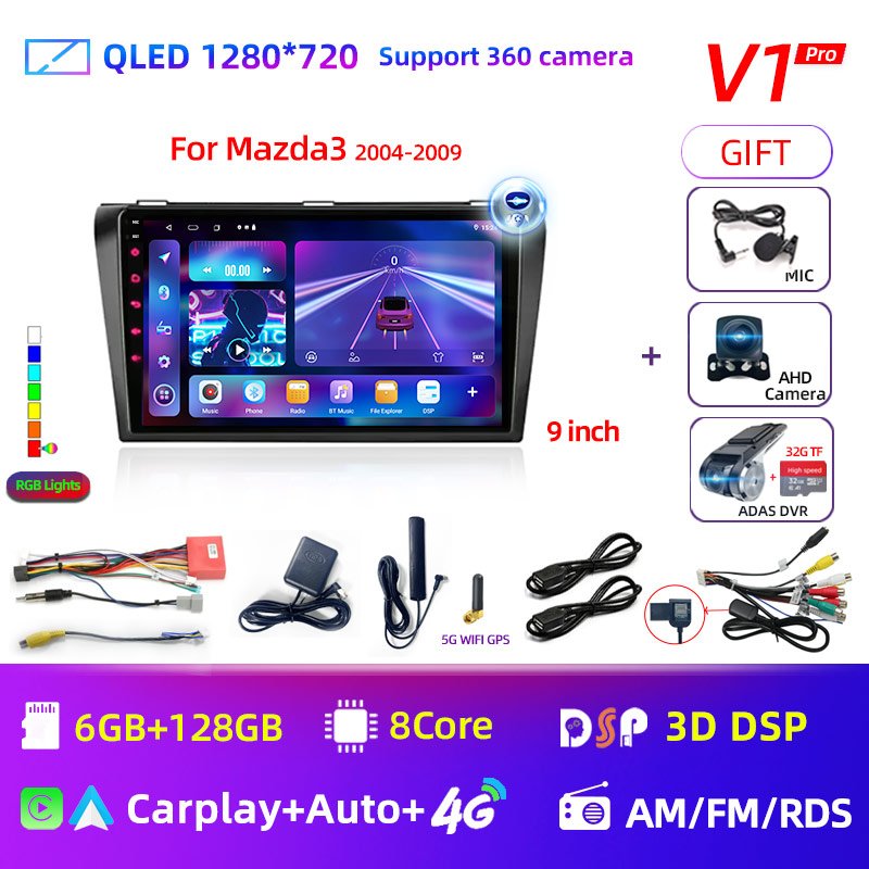 

Core Android 13 Carplay для Mazda 3 2004 2005 2006 2007 2008 2009 Автомобильный радиоприемник с мультимедийным плеером BOSE 2 Din Стерео GPS DVD