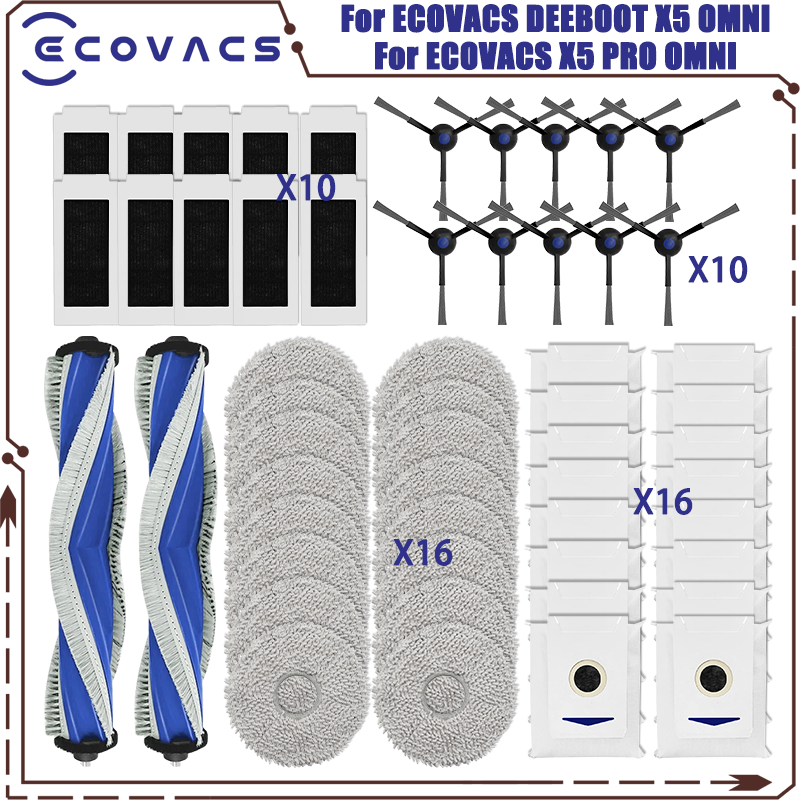

Запасные части для ECOVACS DEEBOOT X5 OMNI / X5 PRO OMNI, Аксессуары для швабры, фильтра, основной боковой щетки, пылесборника
