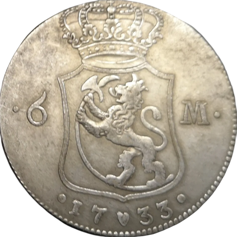 

Копия серебрянной монеты 1733 года, Дания, 6 Mark - Christian VI