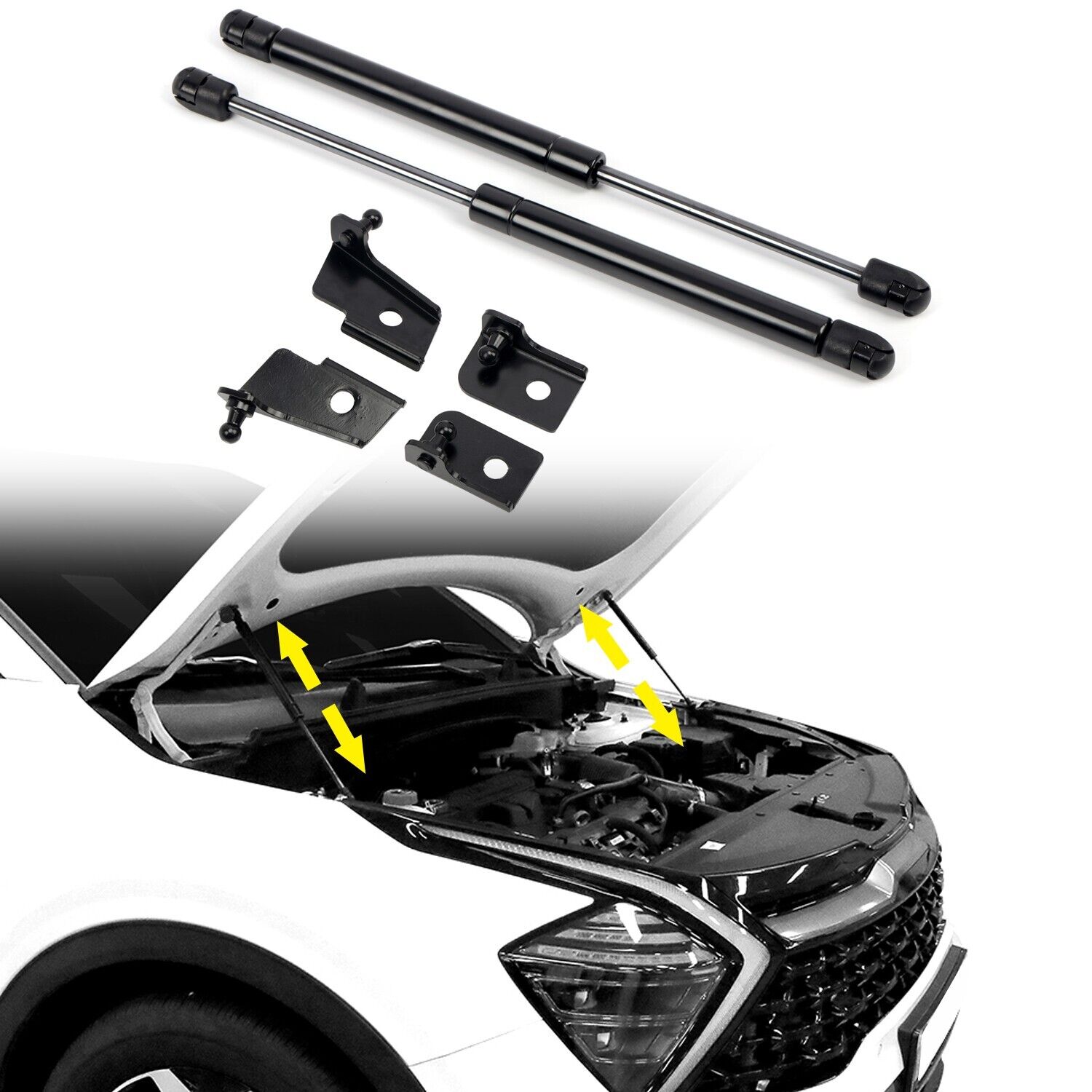 

Для Kia Sportage NQ5 2022 2023 передние стойки капота из нержавеющей стали, подъемные опоры, газовые пружины, амортизаторы, замена 2 шт.