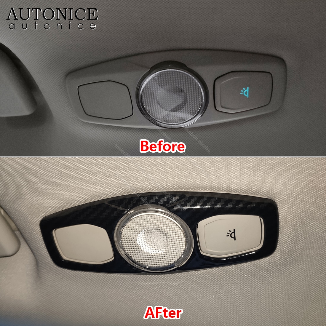 

Углеродное волокно Цвет чтение светильник отделка Подходит для Ford Focus Ford Kuga Escape 2013-2018