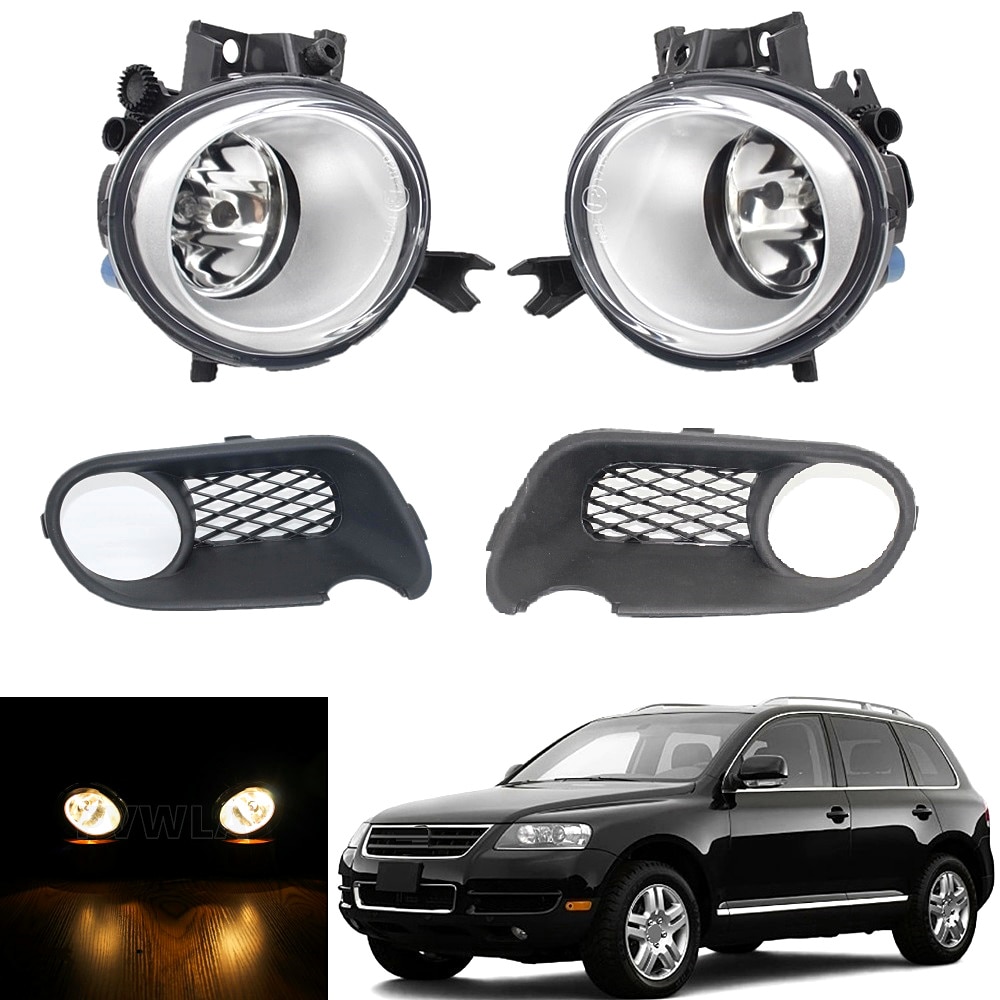 

Для VW Touareg 2003 2004 2005 2006 2007 автомобильные аксессуары Передняя галогенная противотуманная фара дальнего света Решетка Крышка Чистое стекло Линза