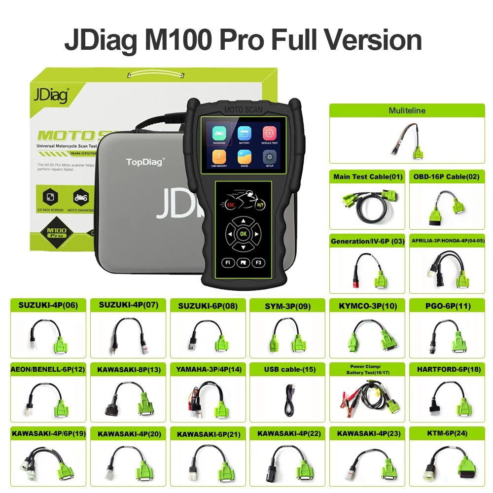 

JDiag M100 Pro мотоциклетный диагностический сканер OBD2 инструмент для диагностики неисправностей считыватель кодов мотоцикла для BMW Kawasaki Yamaha Suzuki KTM