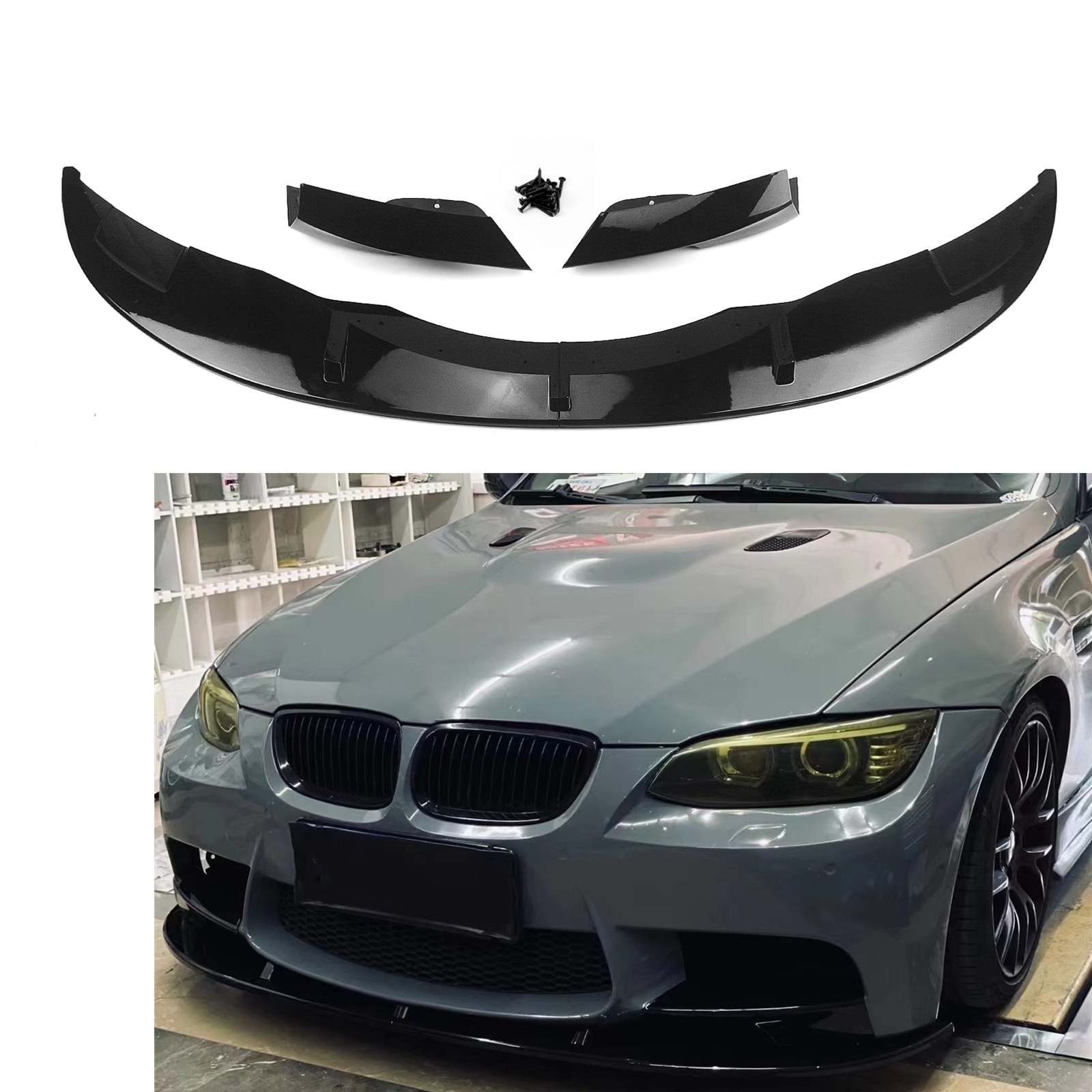 

Спойлер переднего бампера для BMW E90 E92 E93 M3 2007-2013 Coupe Sedan глянцевый черный/углеродное волокно комплект нижнего защитного сплиттера