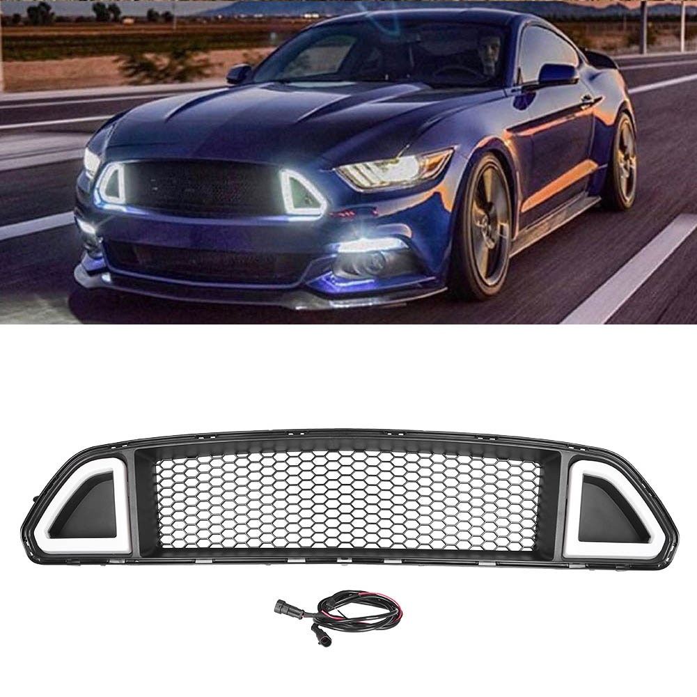 

Передняя решетка автомобиля со светодиодной лампой для Ford Mustang 2015 2016 2017, замена центральной сетчатой решетки из АБС-пластика