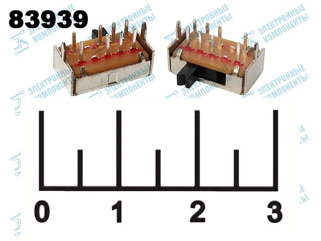 

Переключатель движковый 3-х позиционный 8 контатов угловой SK23D07PG №47 (S1262)