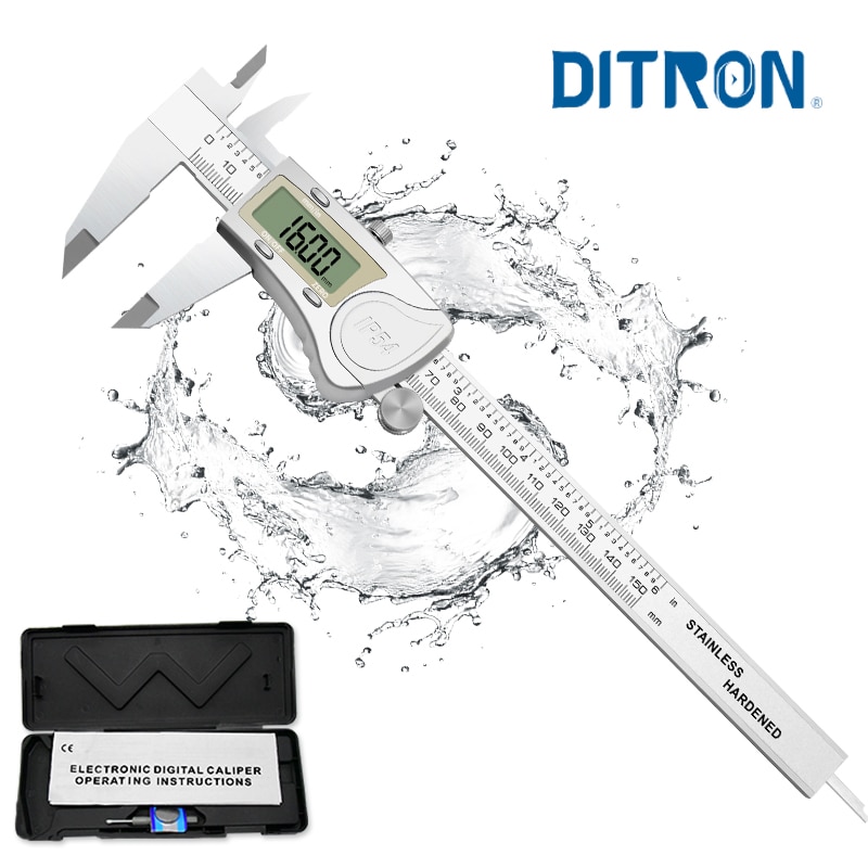 

Цифровой штангенциркуль DITRON IP54, 150 мм, 6 дюймов, прочный электронный измерительный инструмент из нержавеющей стали, 6-дюймовый штангенциркуль