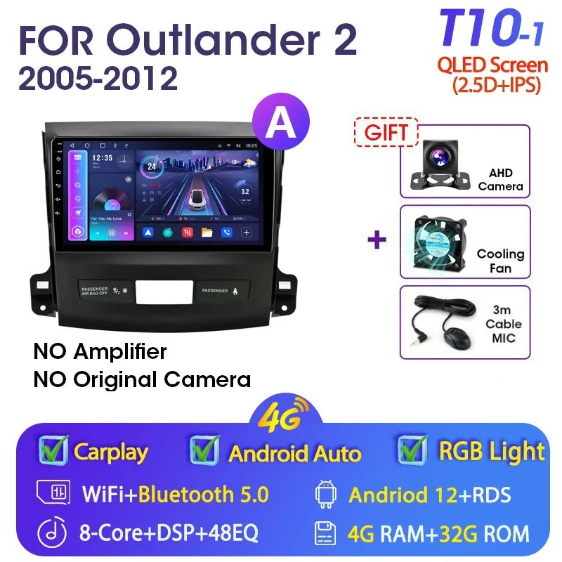 

Автомагнитола 2DIN, Android 12, мультимедийный плеер для Mitsubishi Outlander Xl 2 2005-2012, для Citroen C-Crosser 2007-2013, 4G Carplay