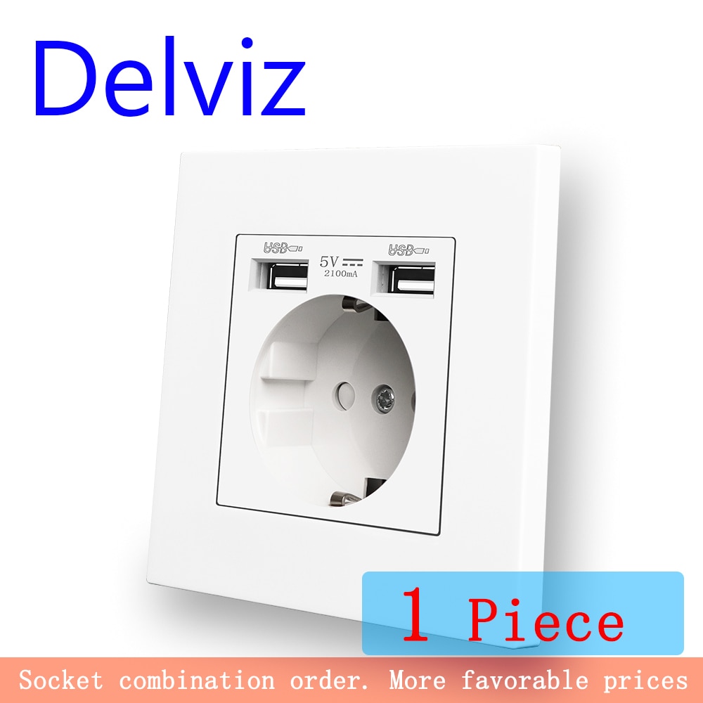 

DELVIZ Белая двойная USB розетка 16А