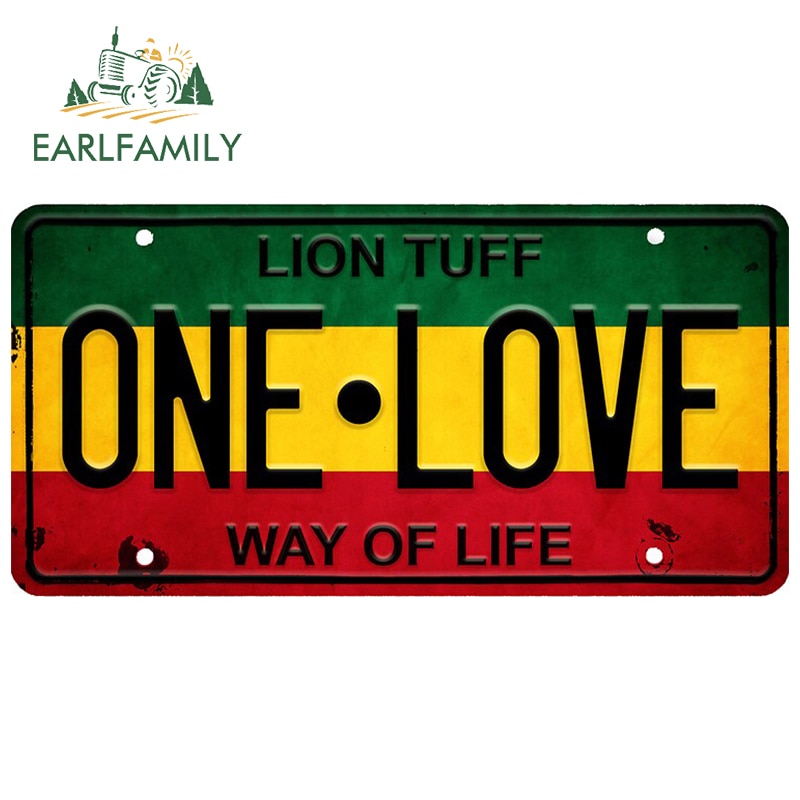 

EARLFAMILY 13 см x 6,6 см для винтажного Rasta номерного знака ONE LOVE виниловые автомобильные наклейки на холодильник DIY Декор для доски для серфинга