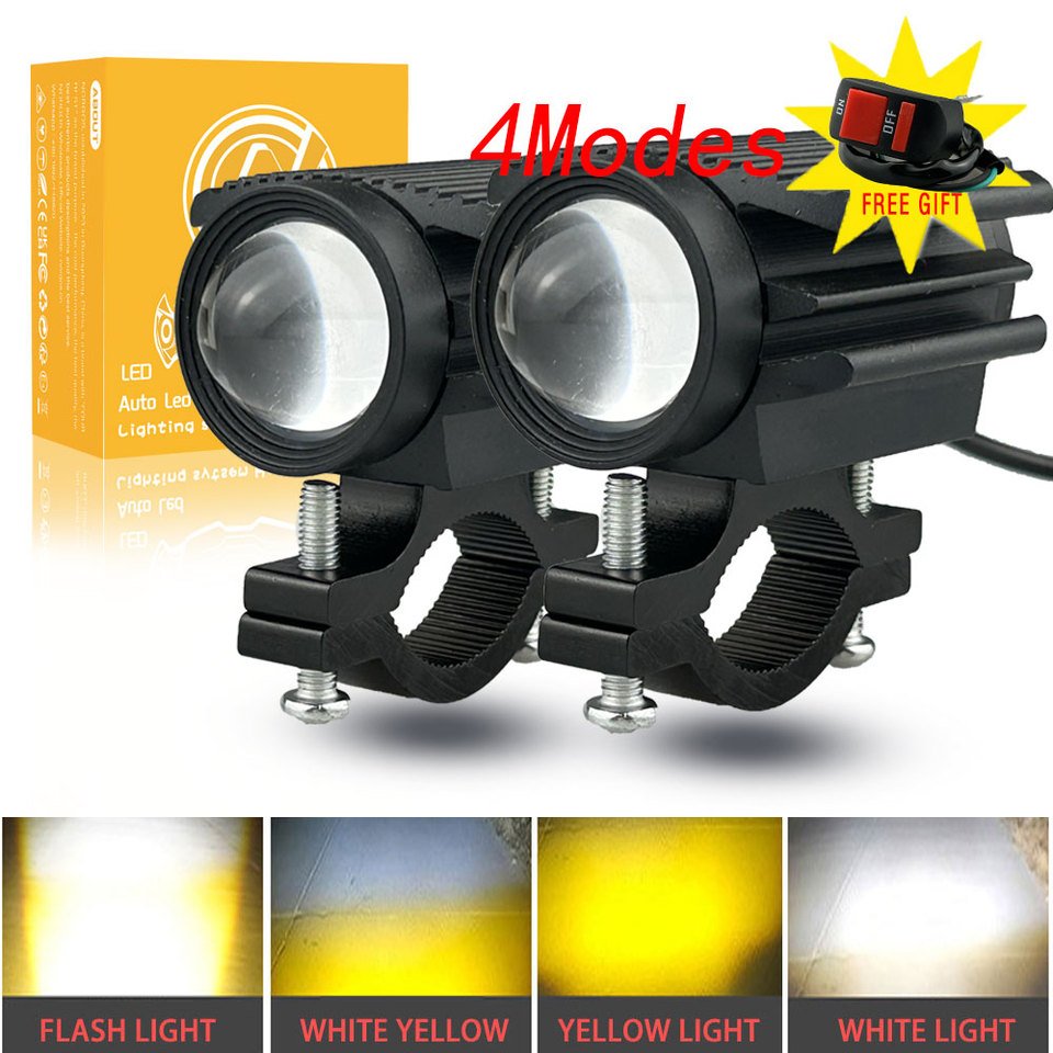 

NORGOS 2Pcs Мотоцикл фары светодиодные противотуманные фары лампы вспомогательные прожектор 12V 24V для Honda Yamaha Suzuki Hero Italika Jawa BMW