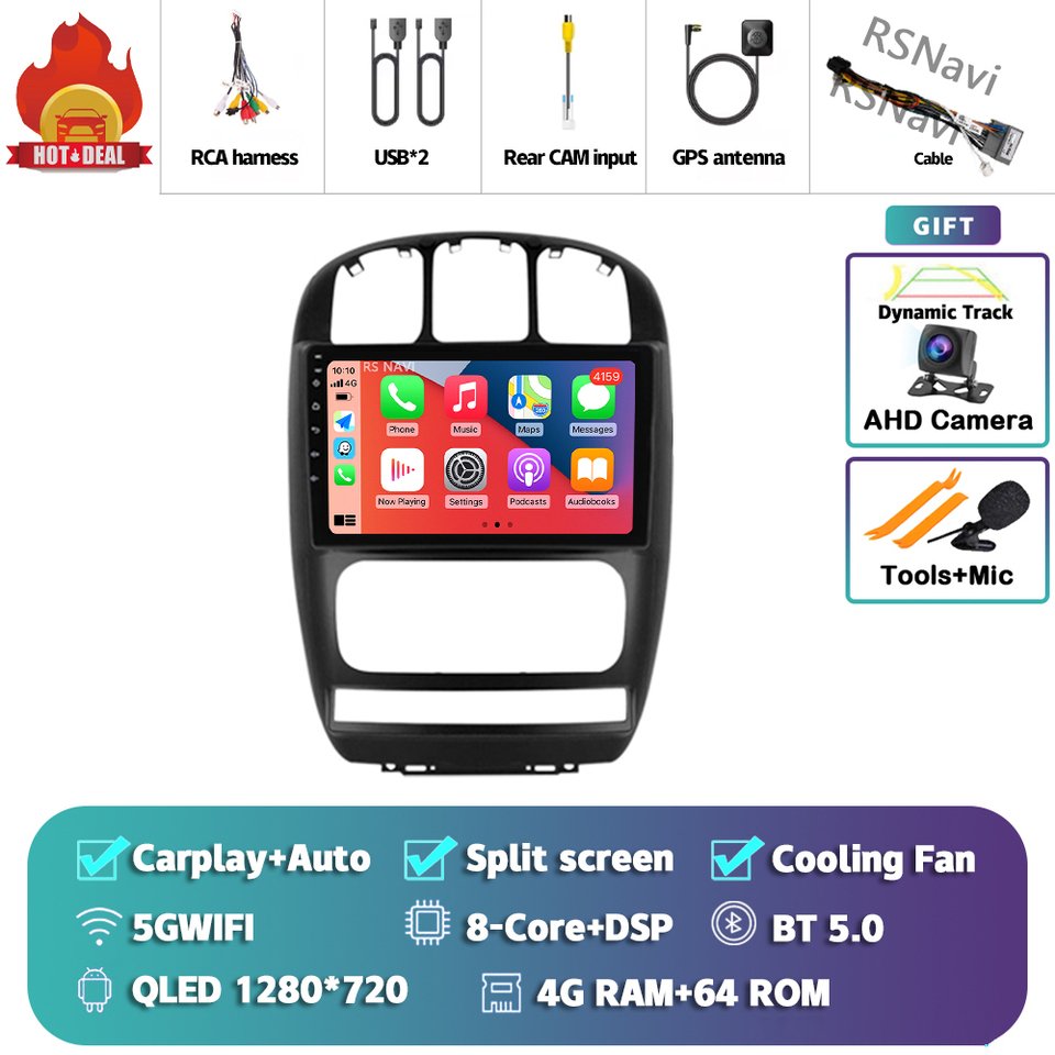 

Автомобильное радио Android 14 для Dodge Caravan 4 для Chrysler Grand Voyager RS 2000-2012 Навигация GPS Мультимедийный видеоплеер Стерео