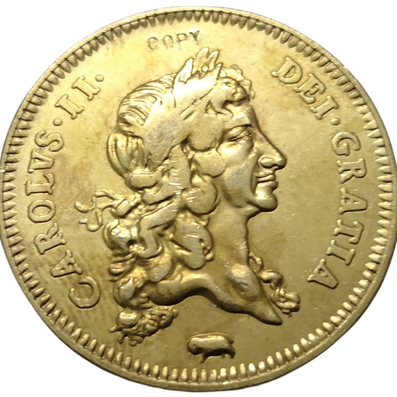 

Копия монеты 2 Guineas - Charles II. 1682 золотое покрытие