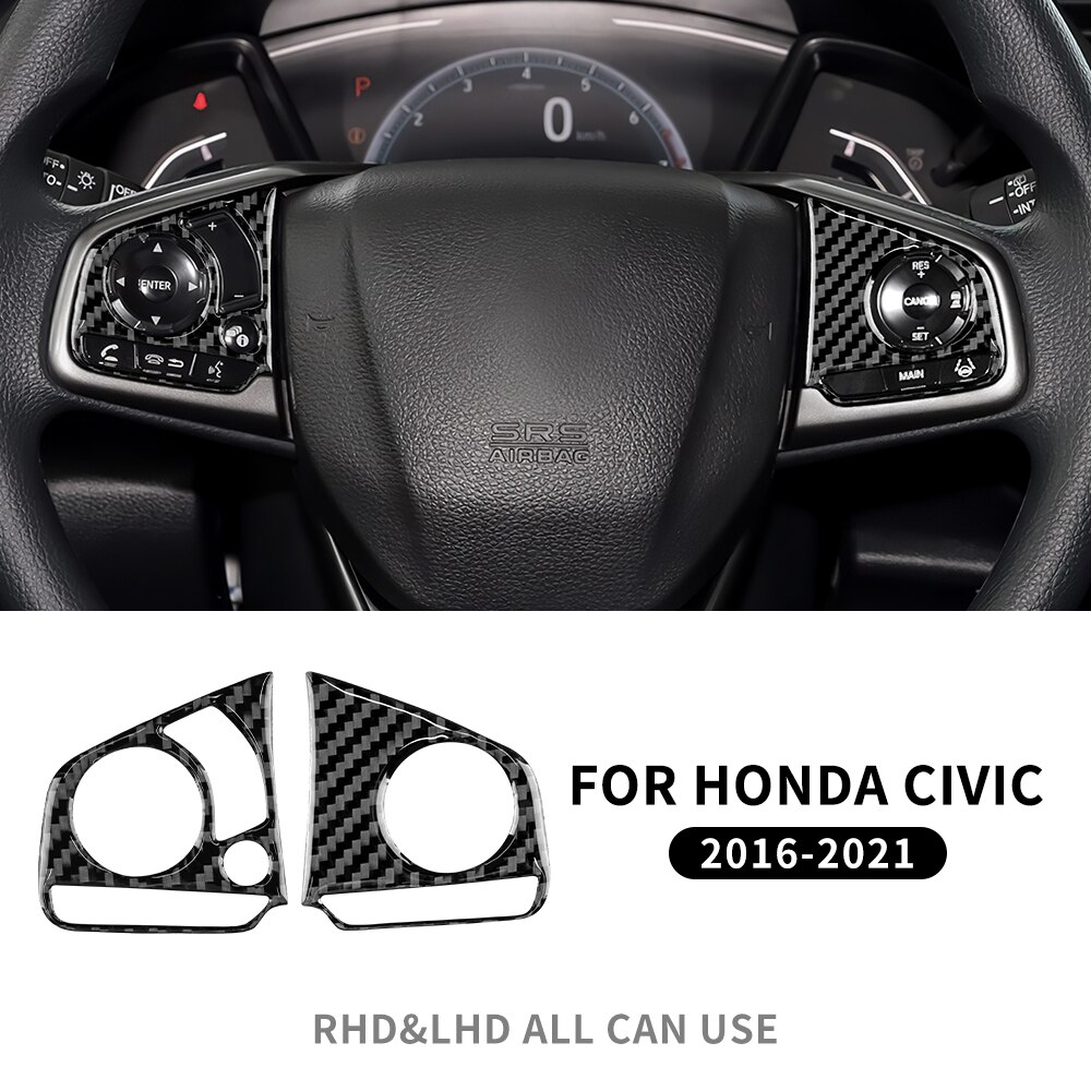 

Для Honda Civic X 10-го поколения 2016 2017 2018 2019 2020 2021, наклейка из настоящего мягкого углеродного волокна, аксессуары для внутренней отделки рулевого колеса