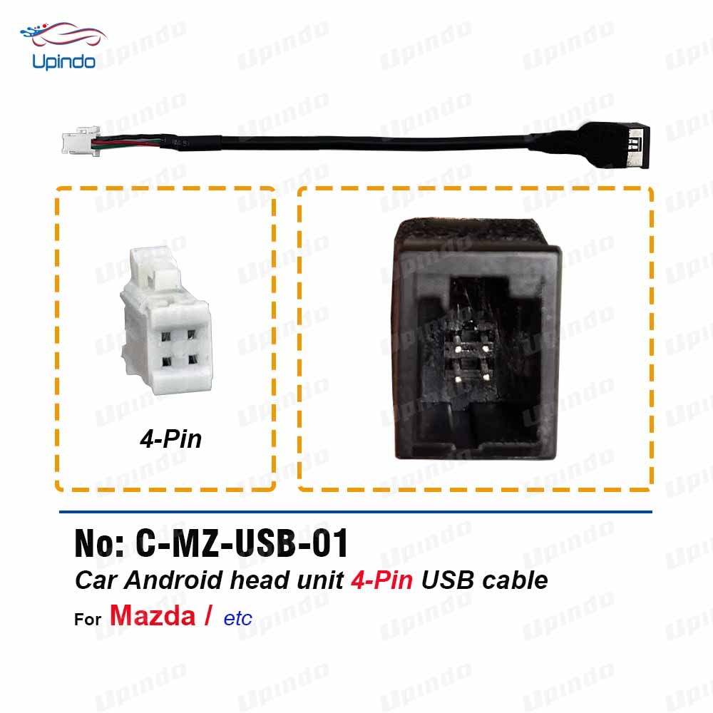 

Автомобильный радиоприемник Upindo, 4-контактный USB-кабель, жгут проводов, адаптер, головное устройство Android, аксессуары для Mazda