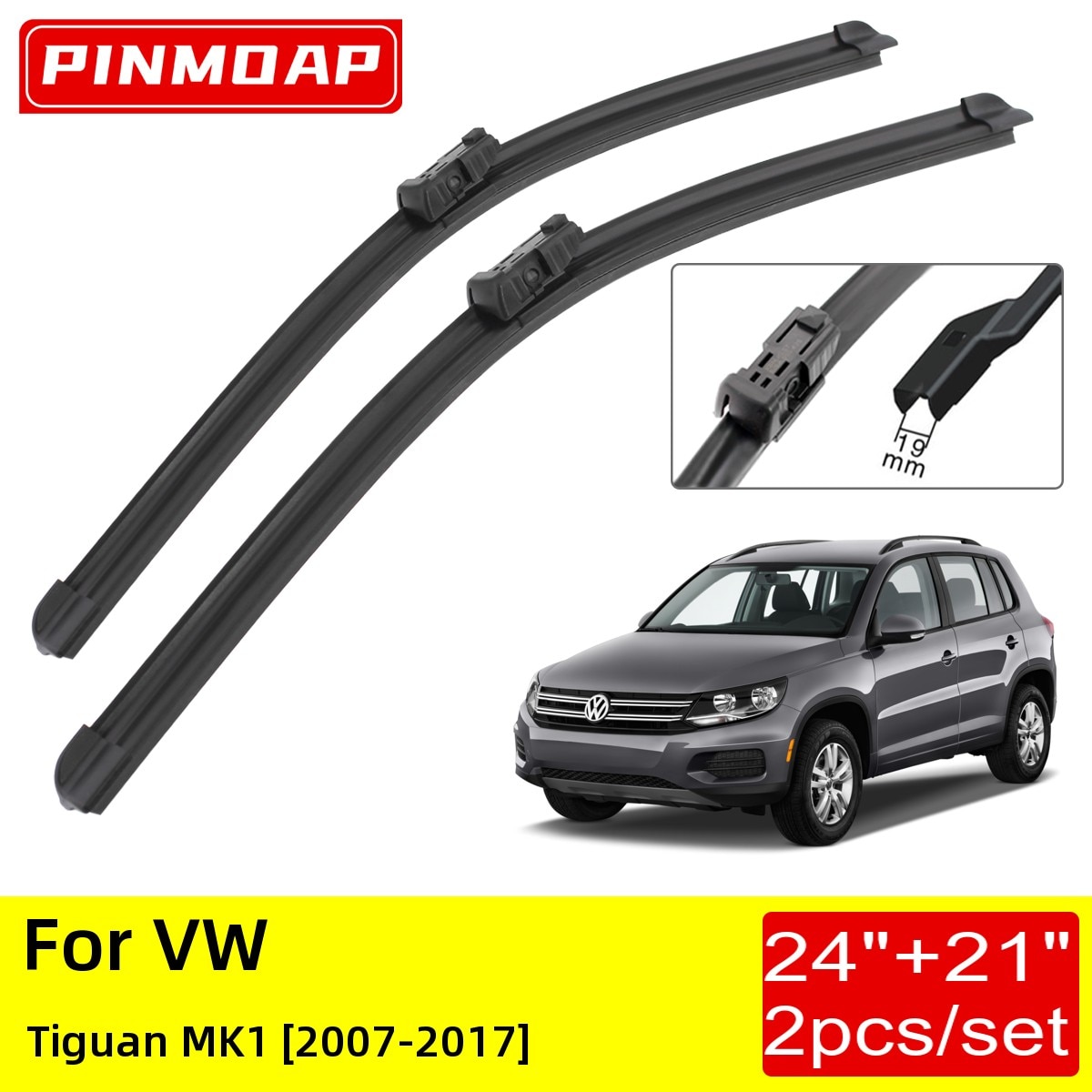 

Для VW Tiguan MK1 2007 2008 2009 2010 2011 2012 2013 2014 2015 2016 передние щетки стеклоочистителя 24 "+ 21" щетки резак аксессуары