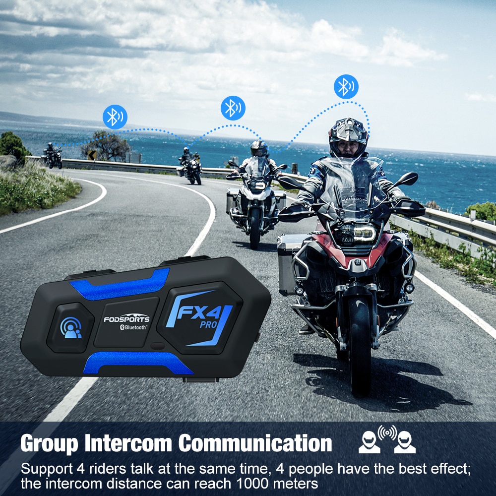 

Bluetooth-гарнитура Fodsports FX4 Pro для мотоциклетного шлема,4 гонщика говорят одновременно.