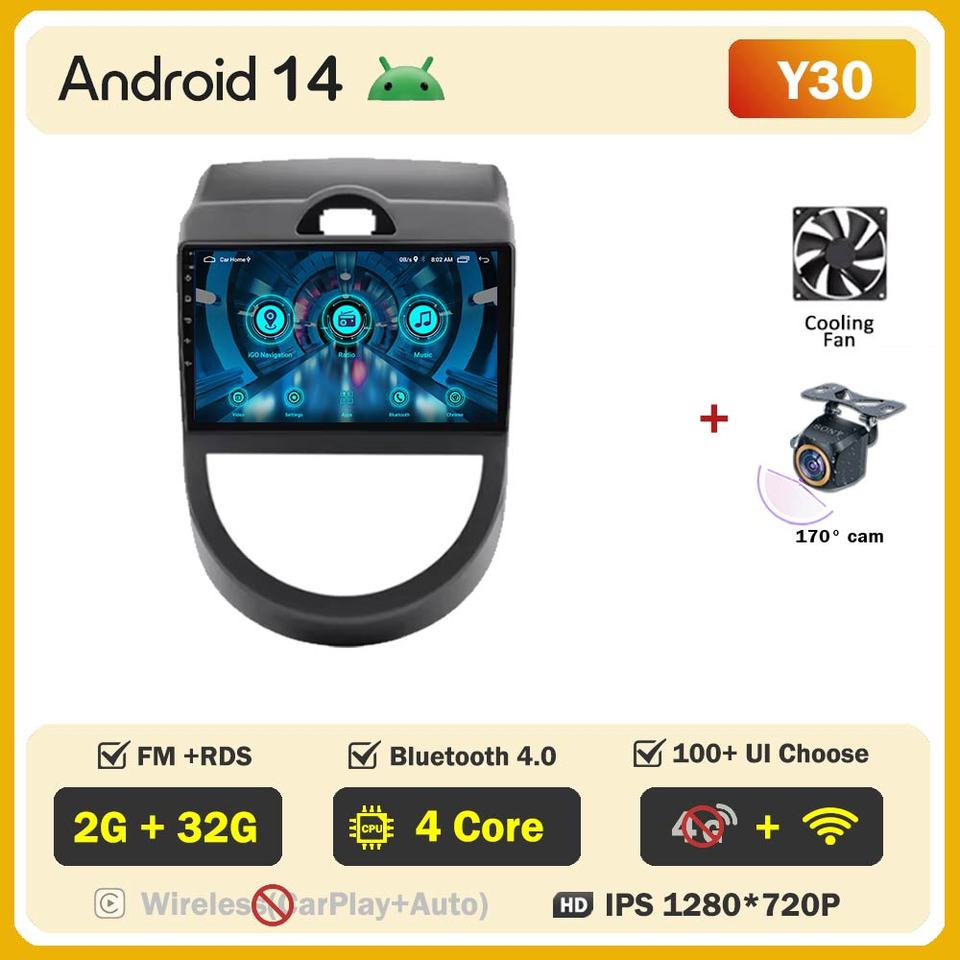 

Автомобильное радио Android 14 Carplay для Kia Soul 1 AM 2008 2009 2010 2011, мультимедийный плеер, авторадио, GPS-навигация, головное устройство для телевизора