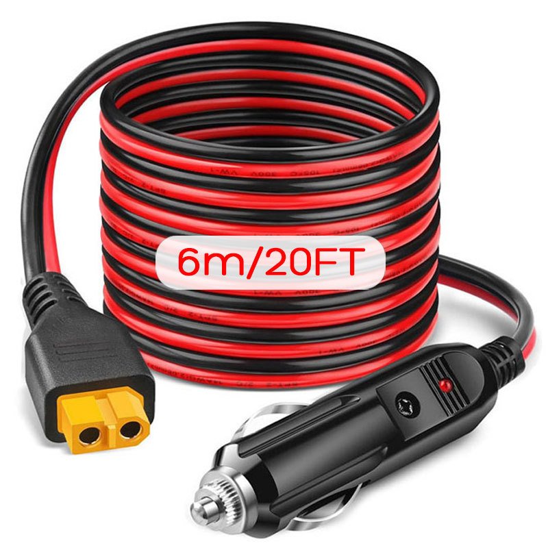 

Автомобильный прикуриватель 6 м, 3 м, 12AWG, 12 В, 24 В, кабель XT60 для ALLPOWERS R600 R1500 R2500 Ecoflow River Delta и т. д.